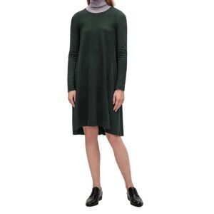 COS Asymmetric Contrast Front Wool Blend A-Line Dress Green - Medium Lagenlook